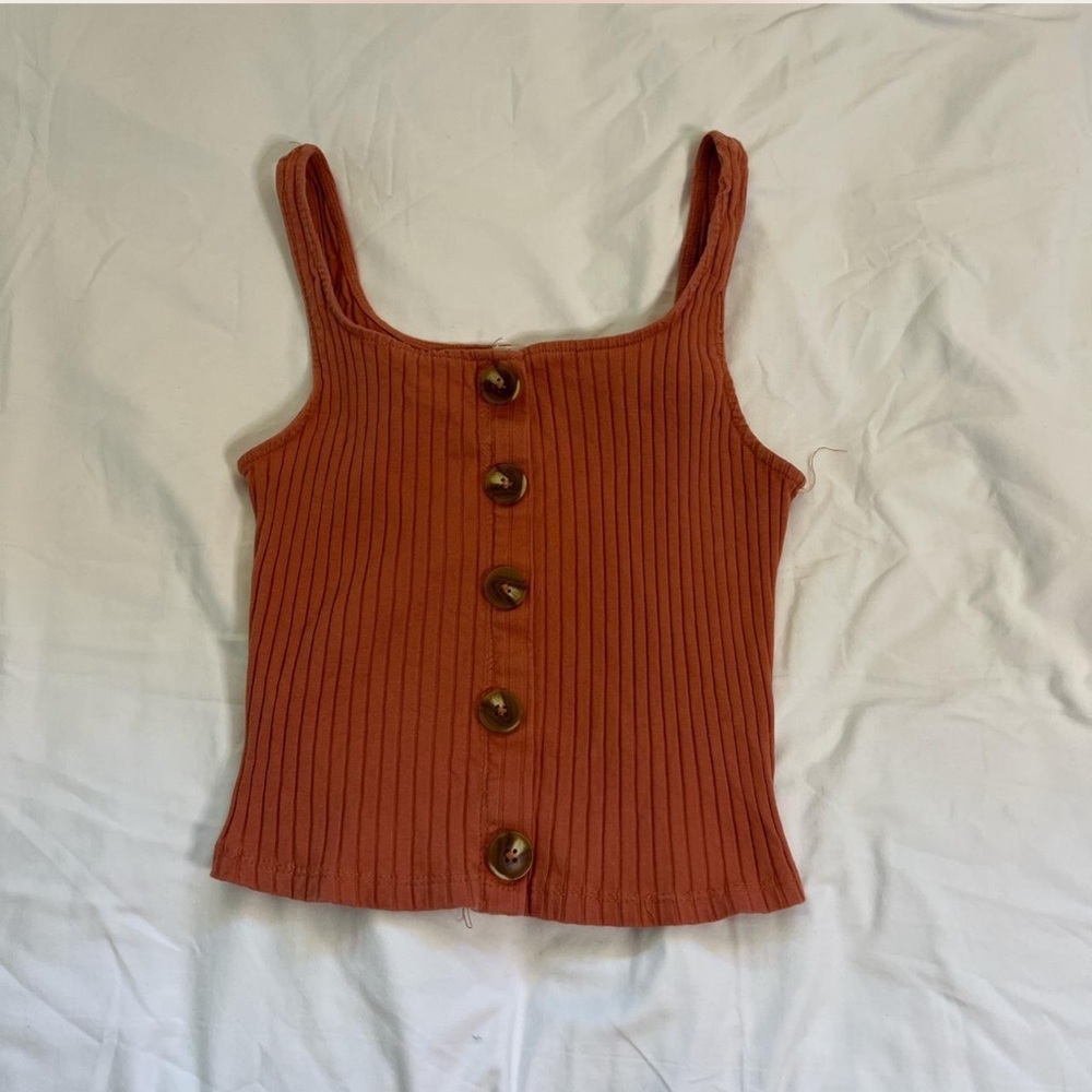 ORANGE BUTTON UP TANK
